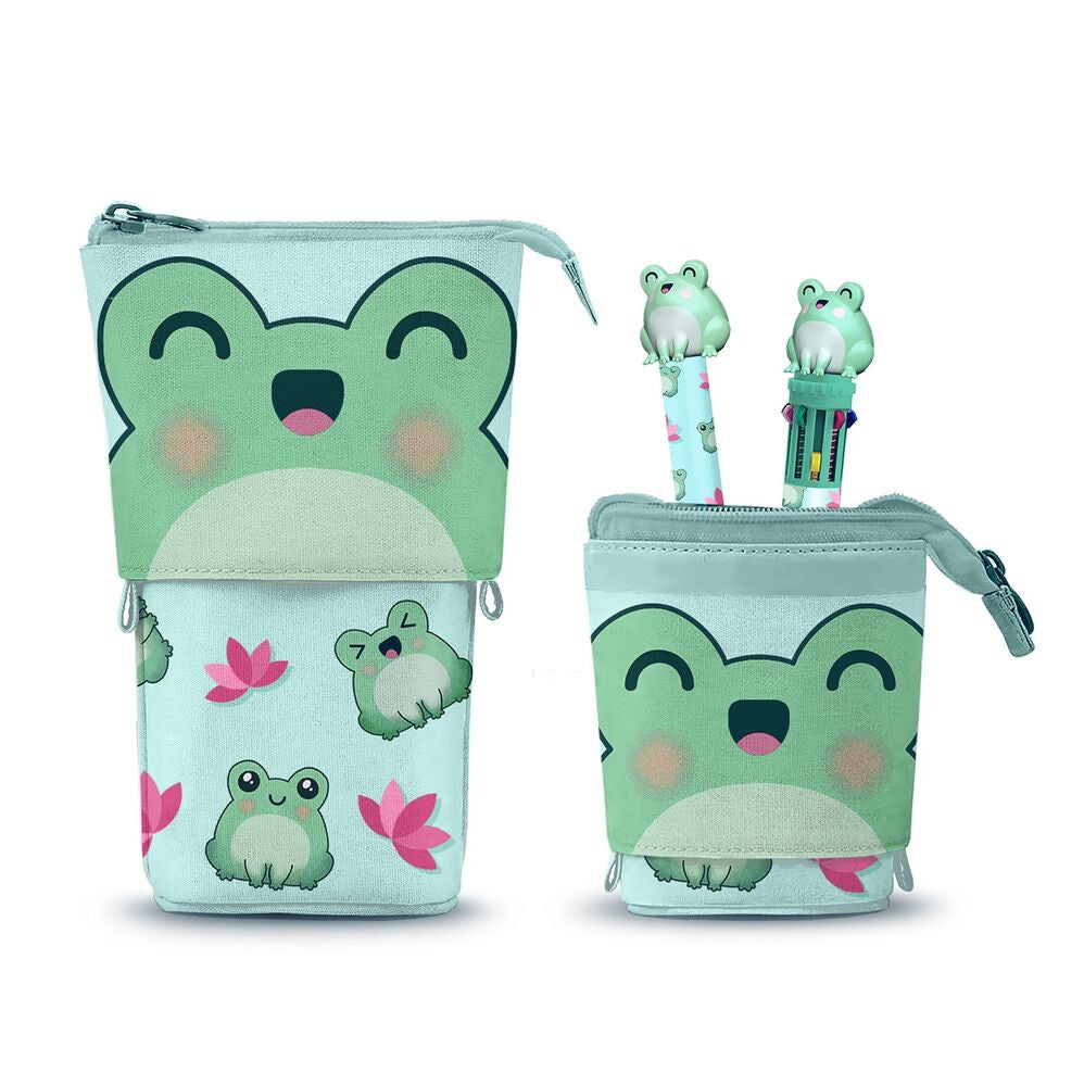 Oh My Pop! Frog pencil casel + Pen 10 colours + erasable pen